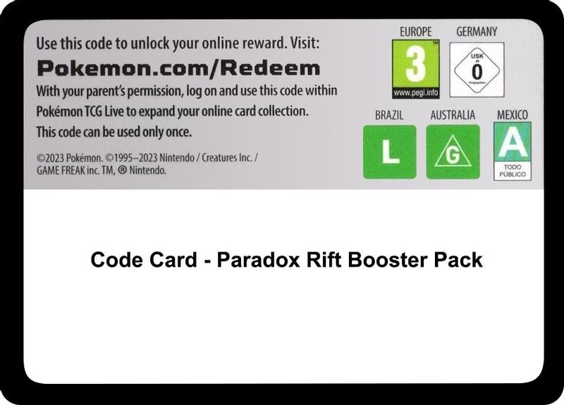 Code Card - Paradox Rift Booster Pack - Code Card
