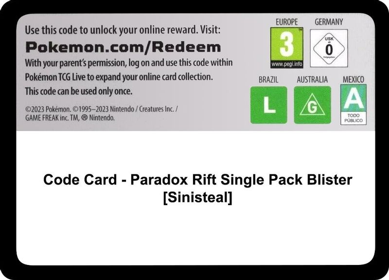 Code Card - Paradox Rift Single Pack Blister [Sinisteal] - Code Card