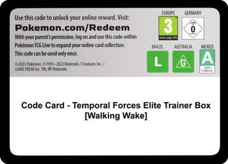 Code Card - 	Temporal Forces Elite Trainer Box [Walking Wake] - Code Card