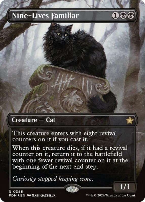 Nine-Lives Familiar (Borderless) (Mana Foil) - 385 - Rare