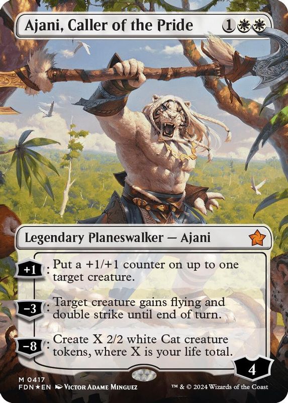 Ajani, Caller of the Pride (Borderless) (Mana Foil) - 417 - Mythic