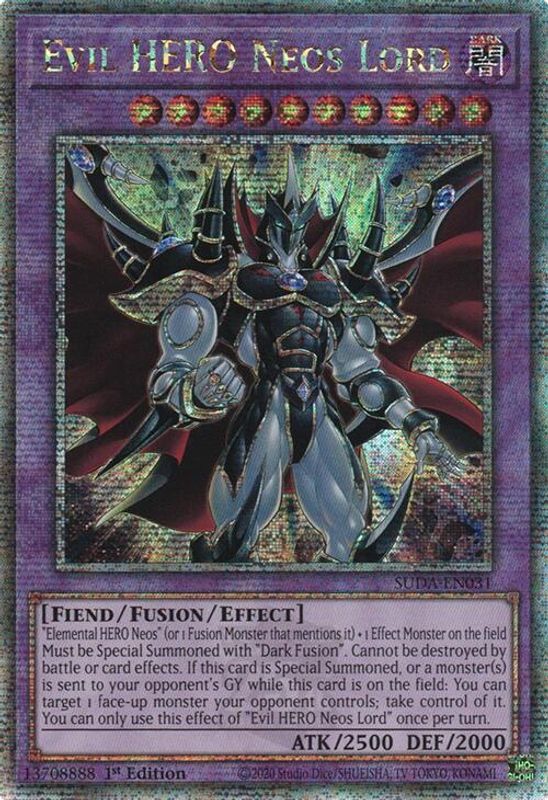 Evil HERO Neos Lord (Quarter Century Secret Rare) - SUDA-EN031 - Quarter Century Secret Rare
