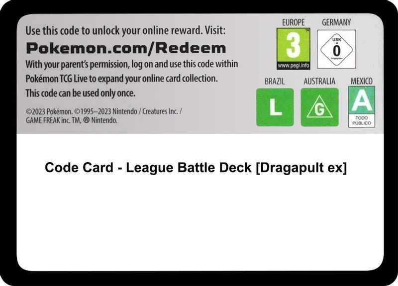 Code Card - League Battle Deck [Dragapult ex] - Code Card