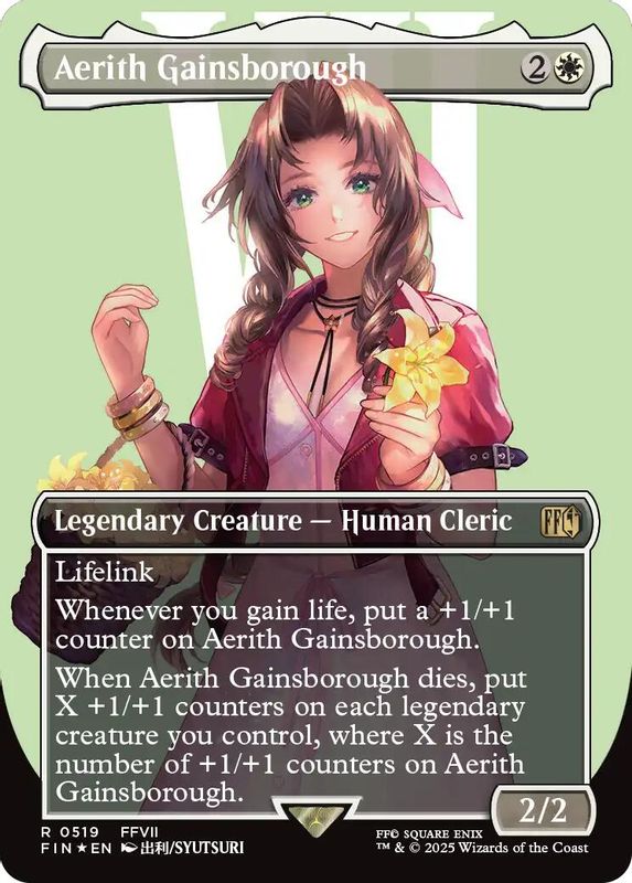 Aerith Gainsborough (Borderless) (Surge Foil) - 519 - Rare