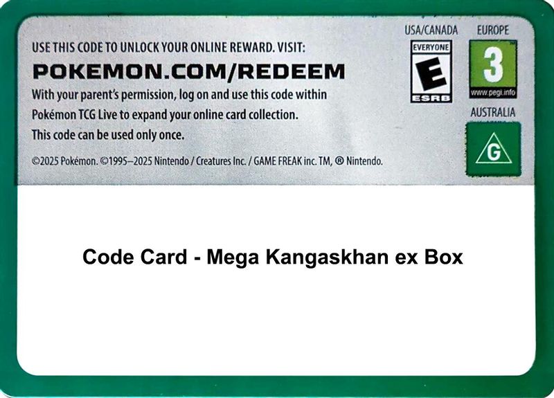Code Card - Mega Kangaskhan ex Box - Code Card