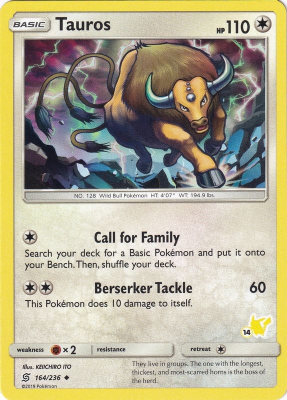 Tauros - 164/236 (#14 Pikachu Stamped) - 164/236 - Promo
