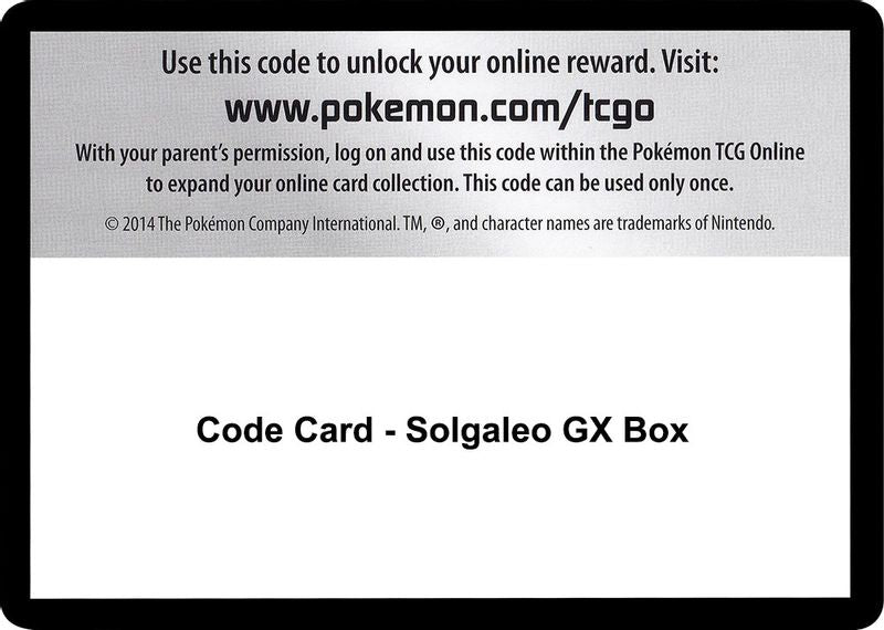 Code Card - Solgaleo GX Box - Code Card