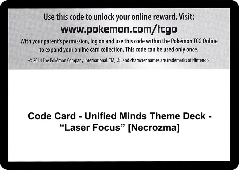 Code Card - Unified Minds Theme Deck - "Laser Focus" [Necrozma] - Code Card