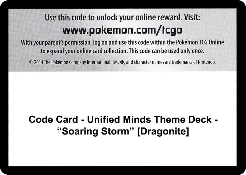 Code Card - Unified Minds Theme Deck - "Soaring Storm" [Dragonite] - Code Card