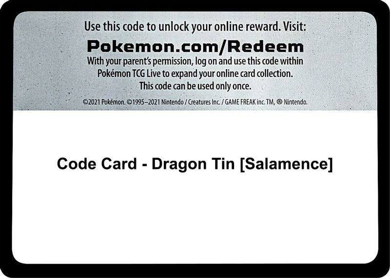 Code Card - Dragon Tin [Salamence] - Code Card